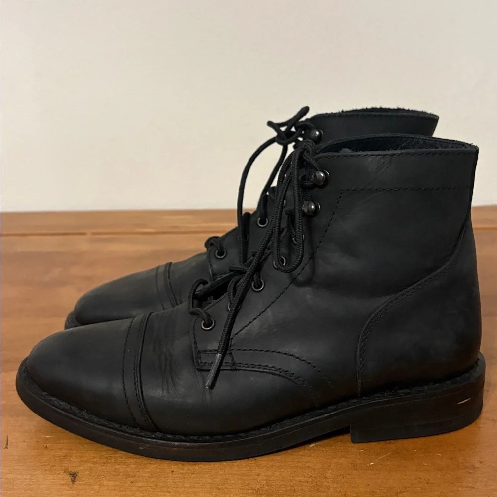 Thursday Captain Black Leather Boots Size 8